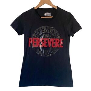 Apeman Black red Persevere graphic casual fitted T-Shirt size Small